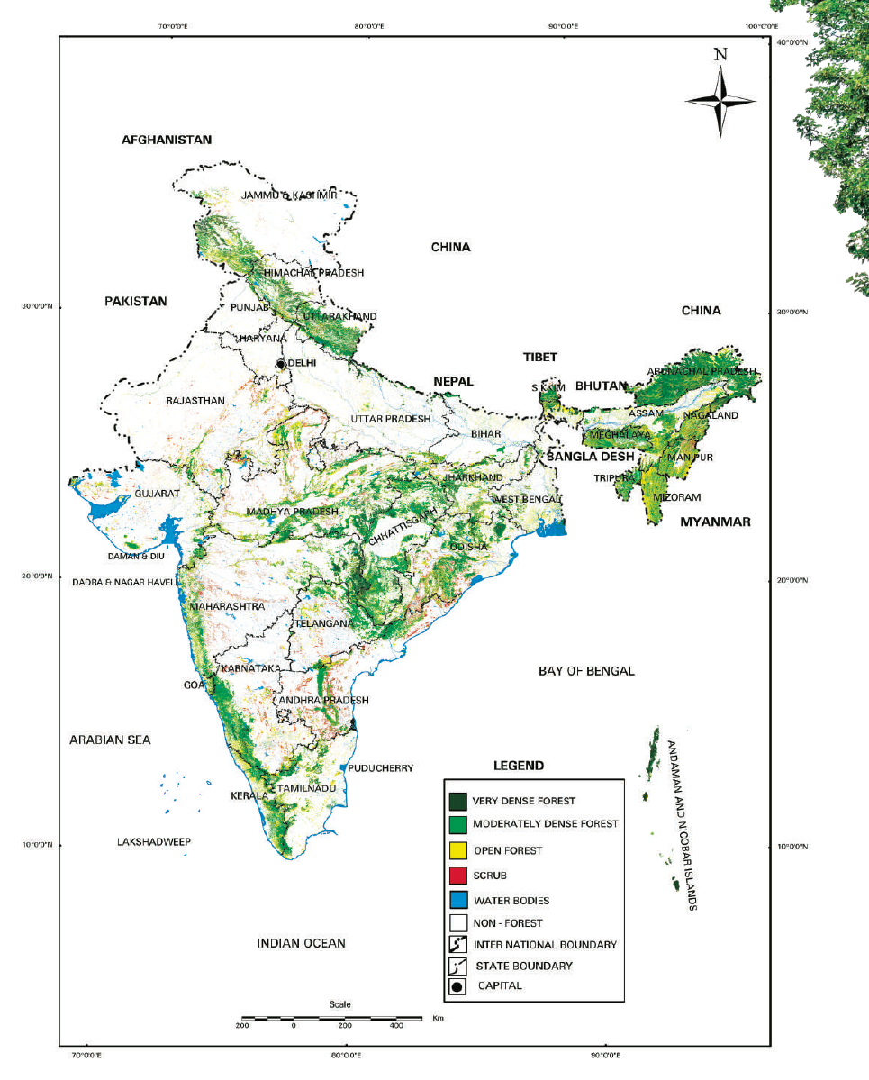 Forest Cover Map Of India 